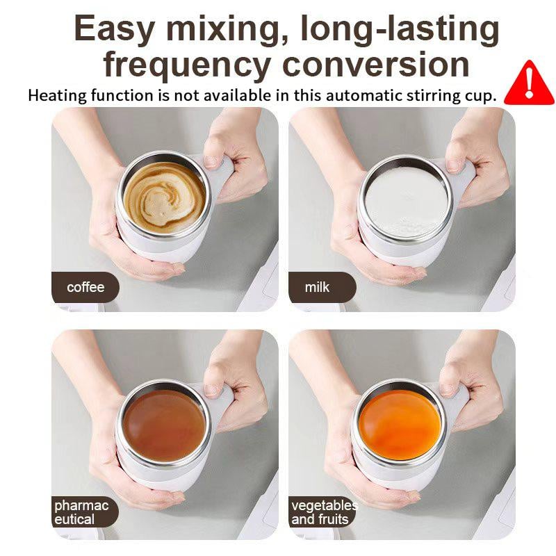 ✨380 ml Electric Automatic Stirring Coffee Mug – Stainless Steel Travel Mug with Lazy Rotating Magnet Design | Reusable, Leak-Proof & Keep-Warm for Home!☕
