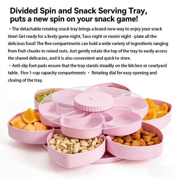 LAST DAY 53% OFF--Divided Serving Tray That Spins – Perfect for Snacks, Dips & Party Appetizers