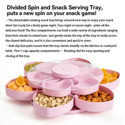LAST DAY 53% OFF--Divided Serving Tray That Spins – Perfect for Snacks, Dips & Party Appetizers
