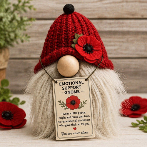 🌺 Poppy Memorial Emotional Support Gnome